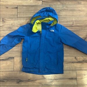 The North Face Kids Blue and Yellow Raincoat